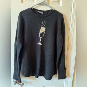 Wooden Ships Black Sweater with Champagne Design